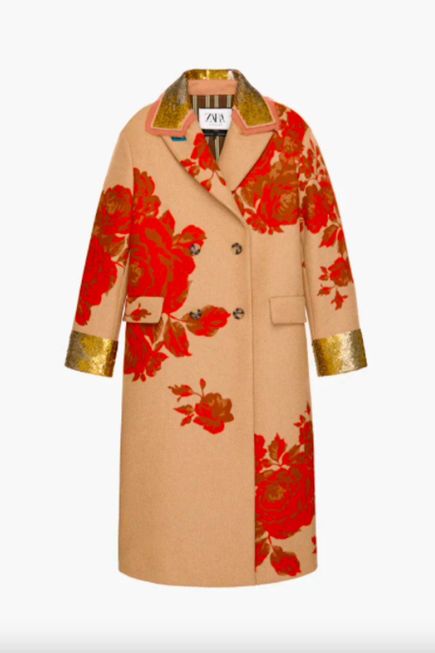 Embroidered coat sales zara